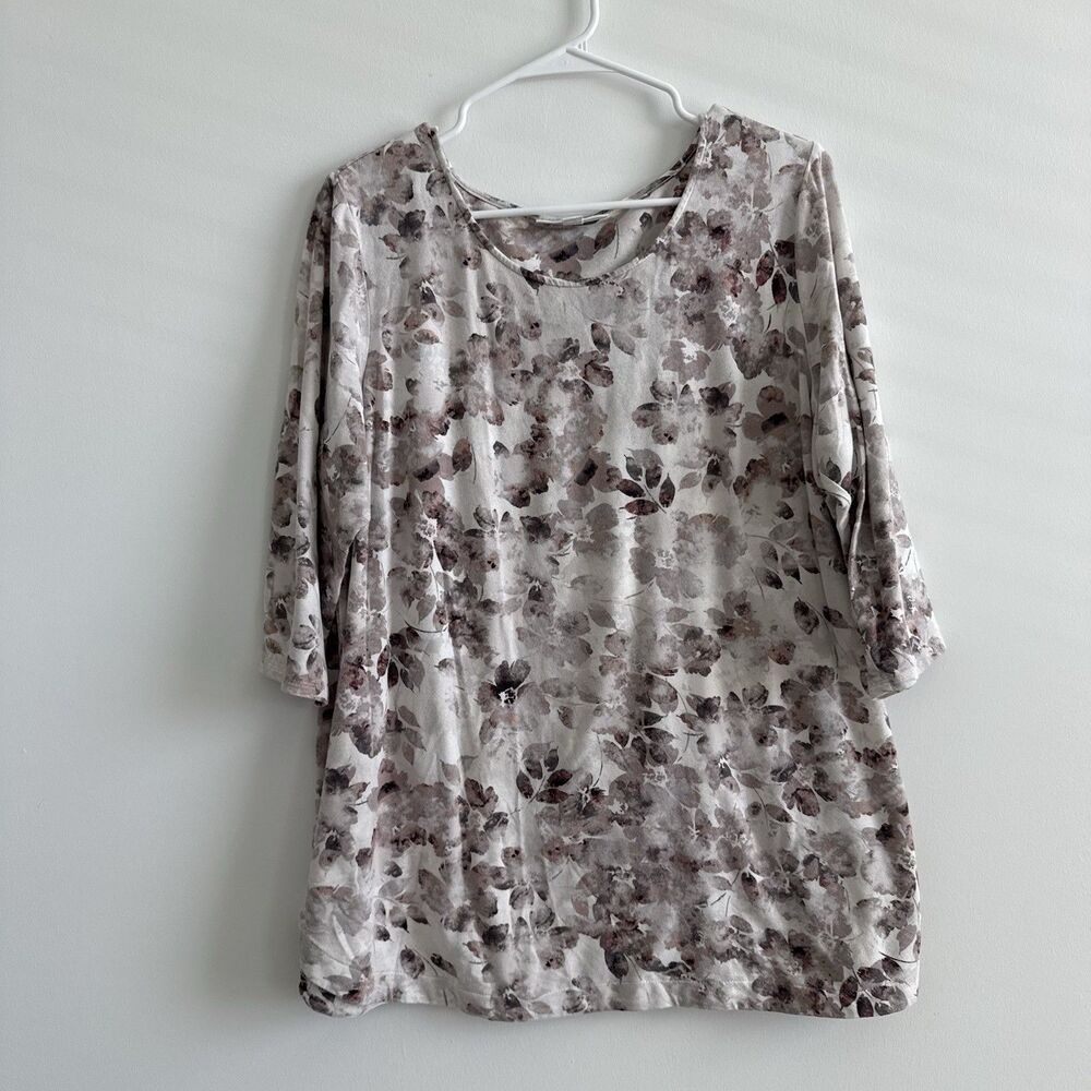 J. Jill PureJill Affinity French Terry Floral Tunic Top Spring Basic Stretch 1X